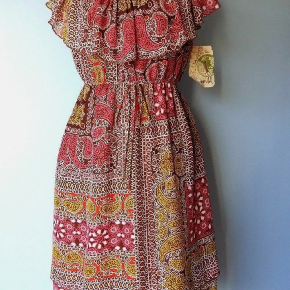 ONE WORLD Multicolor Paisley High-Low Ruffle Dress - Picture 4 of 4